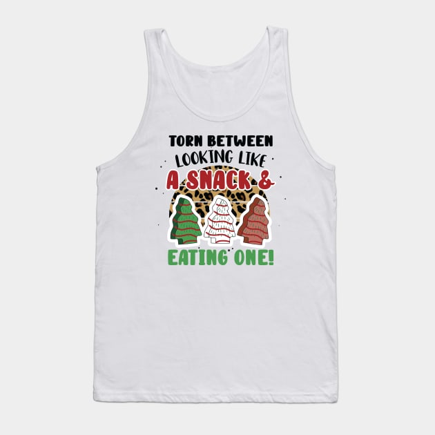 Torn Between Looking Like A Snack And Eating One Santa Christmas Cakes - Vintage Leopard Christmas Tree Cakes Tank Top by WassilArt